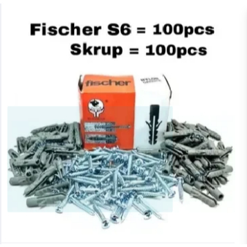 PAKET SEKRUP Dan Fisher S6 isi 100pcs Fischer dan 100 pcs Sekrup