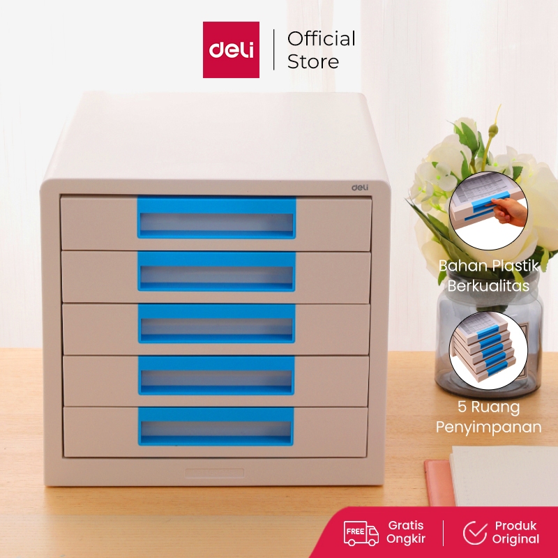 Deli File Kabinet Biru/Pink, Bahan Plastik, 5 Ruang Penyimpanan 27,7x34,4x25,9cm EZ01033 EZ01043