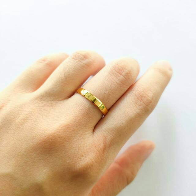 Cincin Polos Pria dan Wanita Model Elegant Korean Style Emas Asli