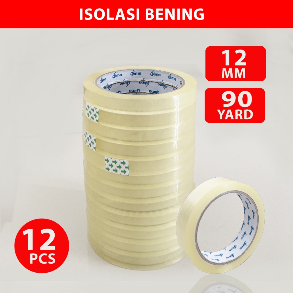 

Solatip Kecil 12 pc 12mm x 90yard / Isolasi Bening Kecil Opp Tape SM Online / Solatip buku