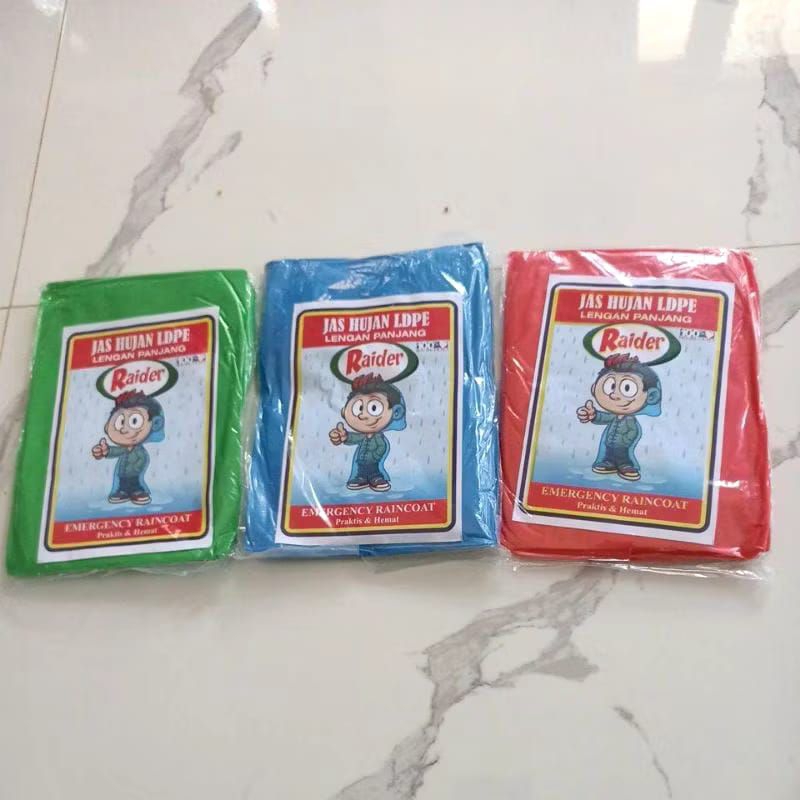 Jas Hujan plastik Ldpe baju Celana Lengan Panjang merk raider/Jas Hujan plastik/Jas Hujan ponco/Jas 