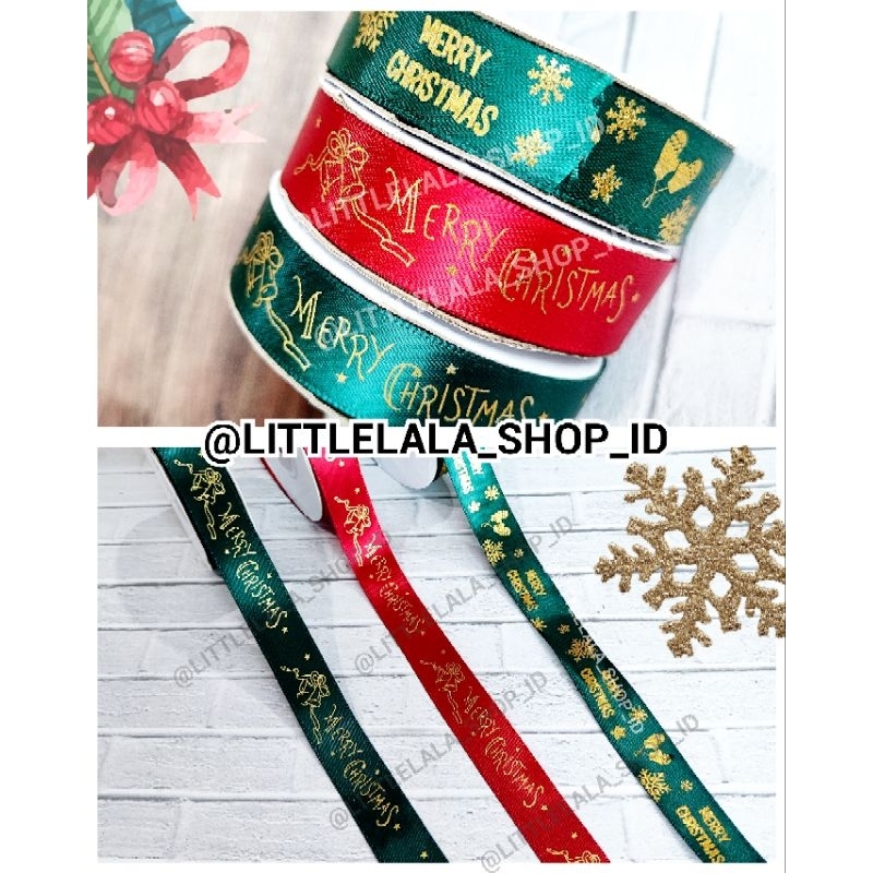 

Pita Natal Roll/ Christmas Ribbon/printing natal merry Christmas printed hampers ribbon/pita kado natal/hiasan dekorasi natal cod pekanbaru riau/silk ribbon/pita satin