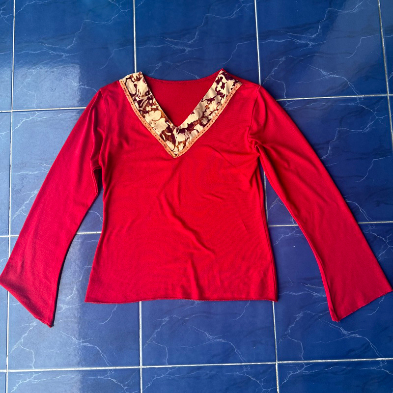 atasan wanita blouse flare sleeve vintage preloved