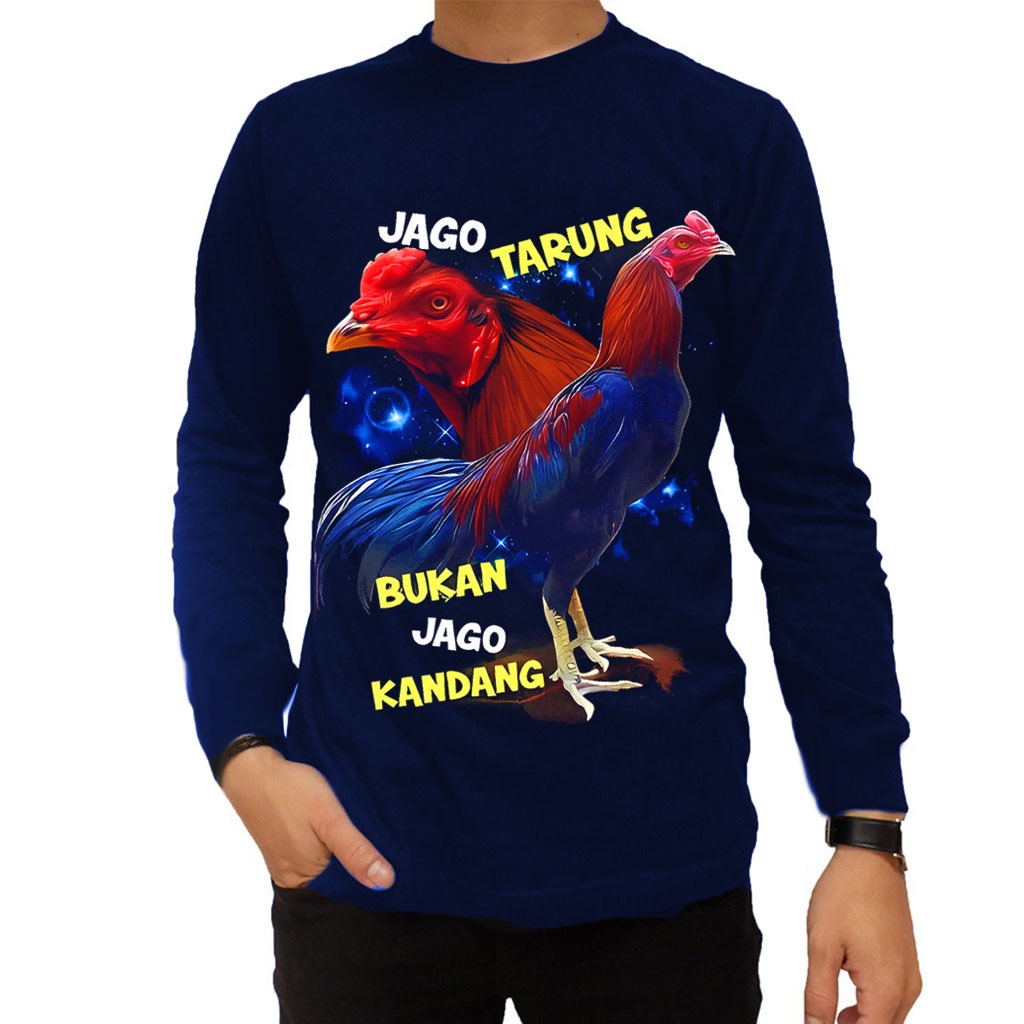 KAOS LENGAN PANJANG PRIA AYAM JAGO BANGKOK / KAOS PRIA DISTRO KEREN / BAJU TANGAN PANJANG DEWASA