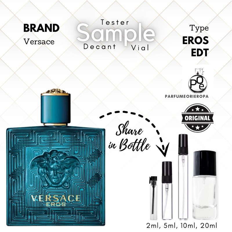 Sample Parfum Pria Versace eros Edt Original tester decant vial 2ml 5ml 10ml 20ml travel size mini p