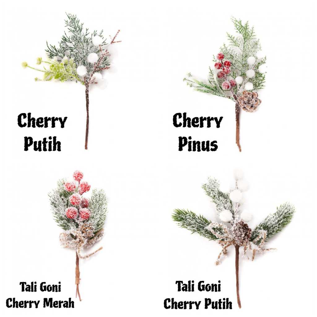 Hiasan Bunga Natal Tangkai Kecil bunga hias natal bunga pajangan natal bunga pohon natal cherry nata