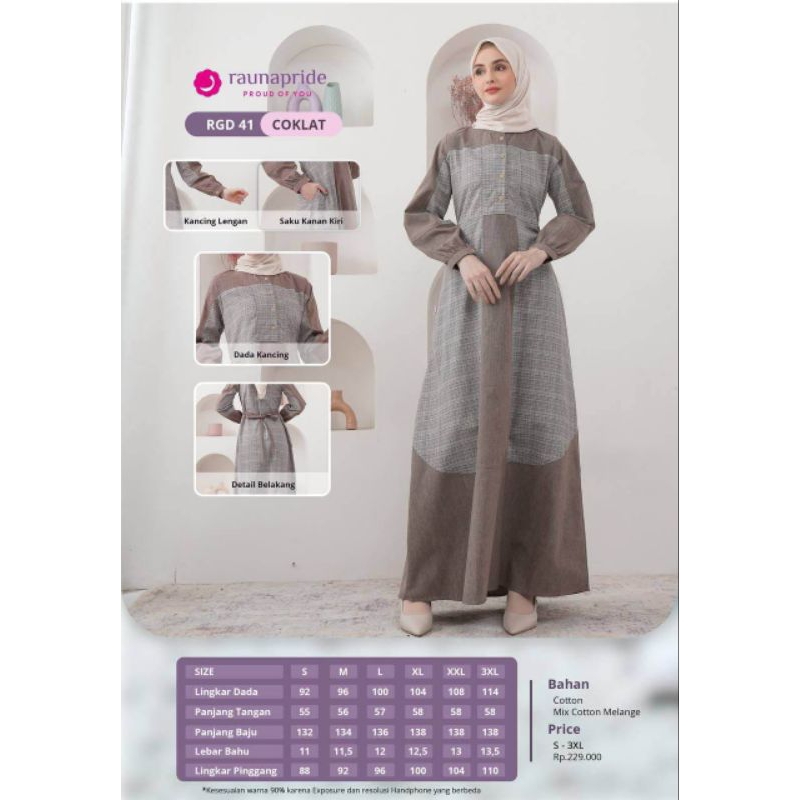 BAJU GAMIS RAUNA RGD 41 COKLAT