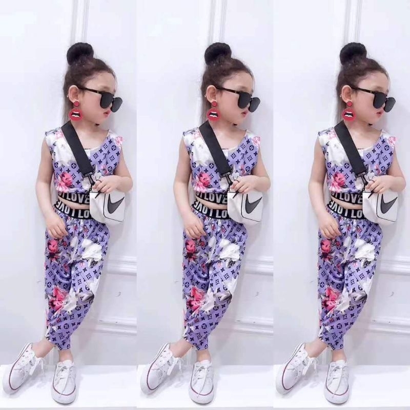 Fashion LV Purple Flower Set