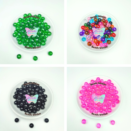 Mote Bulat 10mm Bening Warna Warni / Mote Kristal Bulat / Mote Gelang / Manik Gelang Kerajinan Tanga