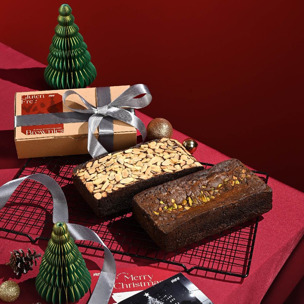 

Hampers Natal Brownies Kunafa / Almond Box - NUDE Healthy Christmas Gift / Hadiah