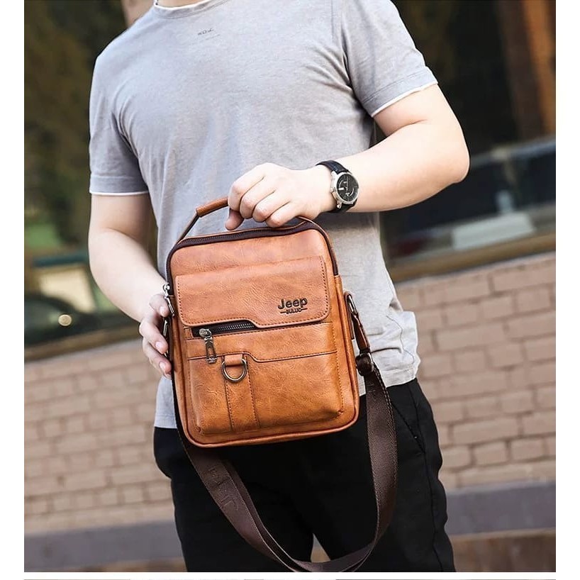 LAPAK ANE - TL18 PROMO TAS BONUS DOMPET Tas Selempang Pria Kulit Anti Air Original Jeep Tas Pria Kas