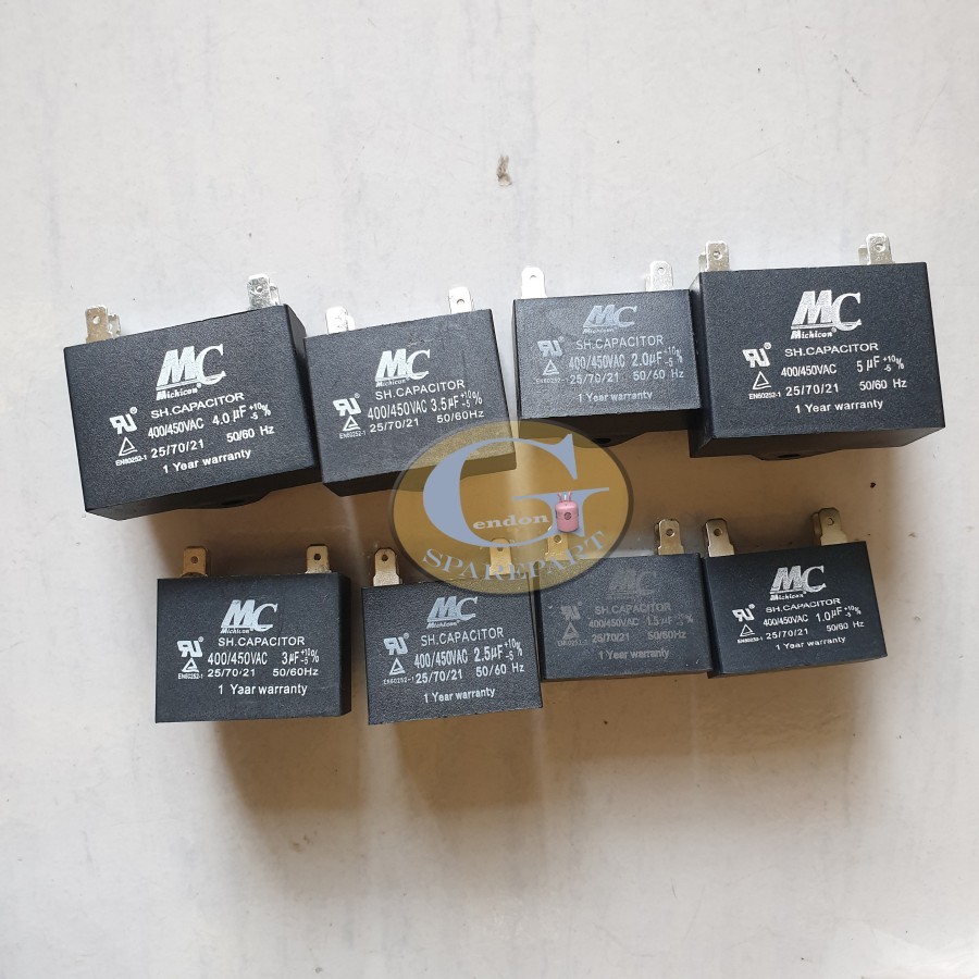 Kapasitor Fan AC 1/1.5/2/2.5/3/3.5/4/5 uf MC Kaki 4 Capasitor Kipas Mesin Outdoor Kotak 6/7/8/10 UF