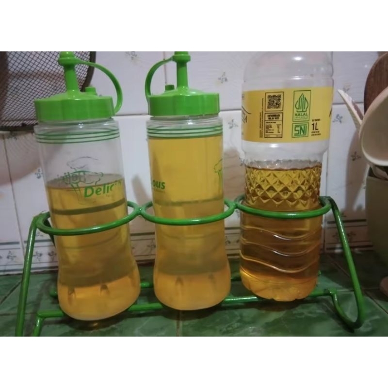 dudukan botol Saus kecap - Rak Botol Saus kecap - Rak Botol Minyak 1 liter Serbaguna