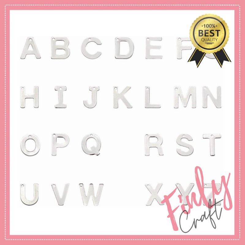 1 PCS BANDUL KALUNG HURUF LIONTIN TITANIUM STAINLESS STEEL MAINAN KALUNG TITANIUM LIONTIN HURUF SILV