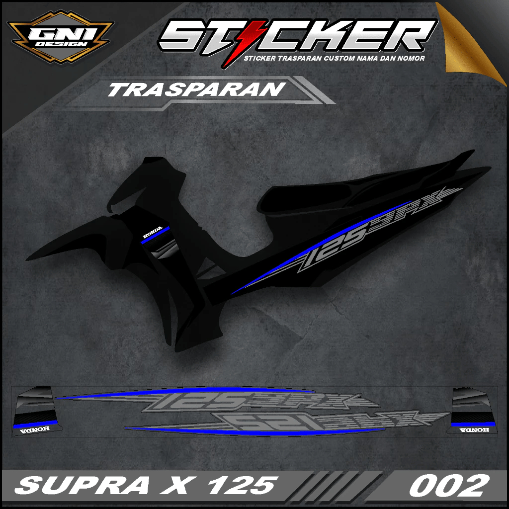 STRIPING HONDA SUPRA X 125 2008-2018 VARIASI-STRIPING HONDA SUPRA X 125 2008-2018 TRANSPARAN UV  - K