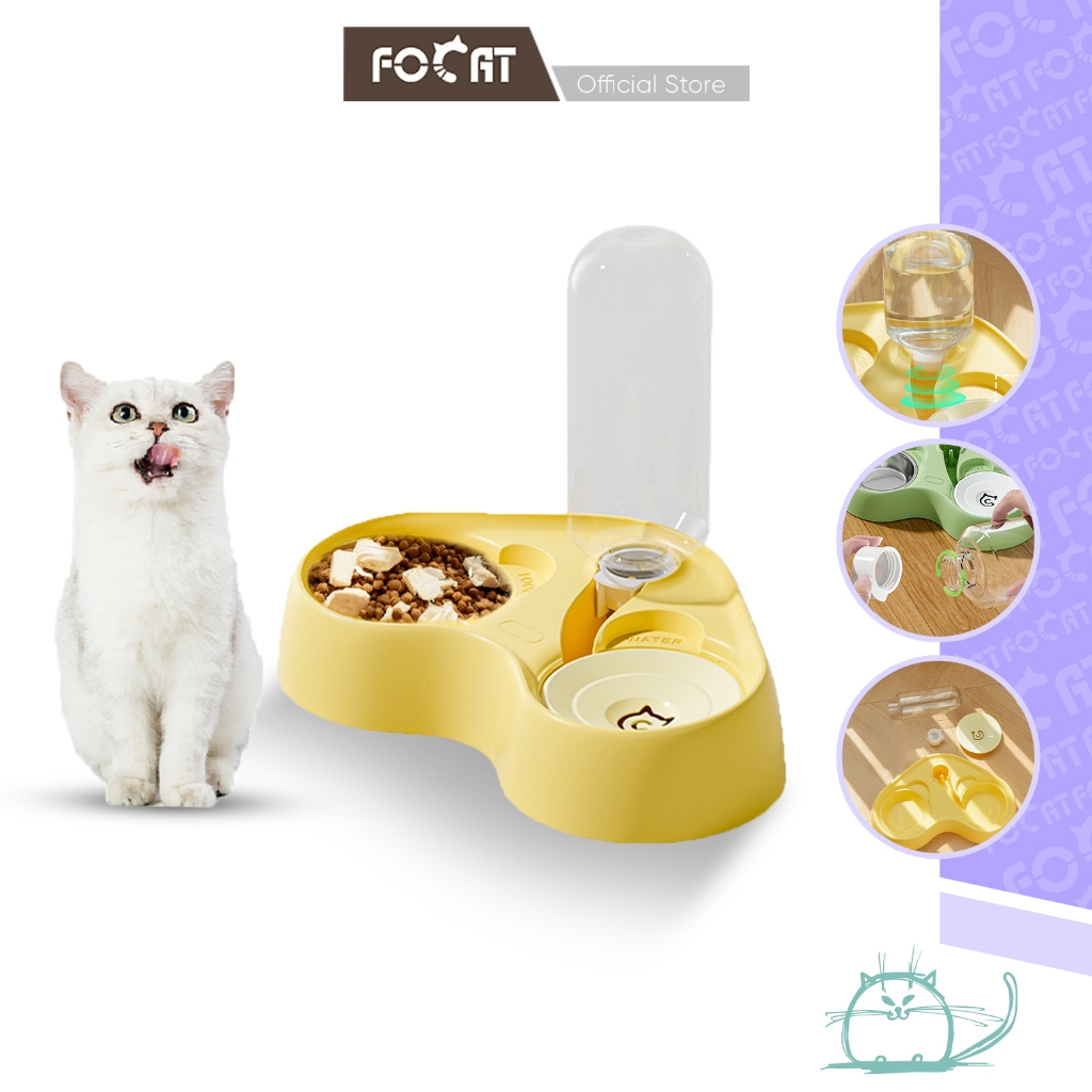 FOCAT Tempat Makan & Minum Kucing Anjing 2IN1 M08 Pet Feeder & Water Feeder Otomatis Tanpa Baterai