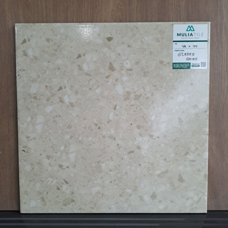 Keramik Lantai Terazzo Glossy Mulia 40x40 dCERES BEIGE