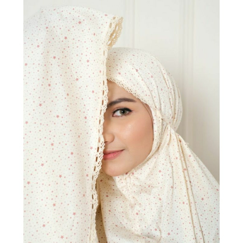 Atiya Mukena couple ibu& anak zlassica star white dustypink