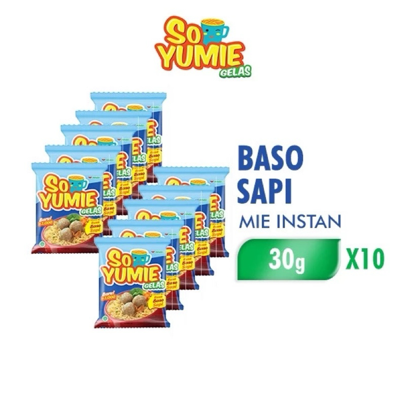 

So Yumie Mie Gelas Baso Sapi 30 gr isi 10 BASO SAPI E INSTAN 30g x10 pcs