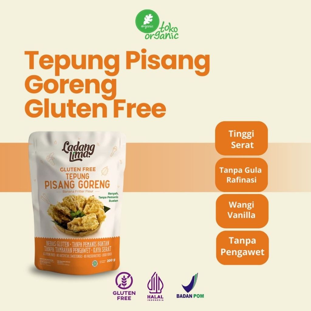 

Ladang Lima Gluten Free Tepung Pisang (200gr) Tepung Gluten Free Serbaguna, Tepung Bumbu Sehat