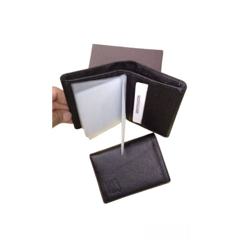 KODE K19K Dompet Kartu ATM Kulit Asli Dompet KartuCard Holder Polos Pria Wanita Hitam Polos