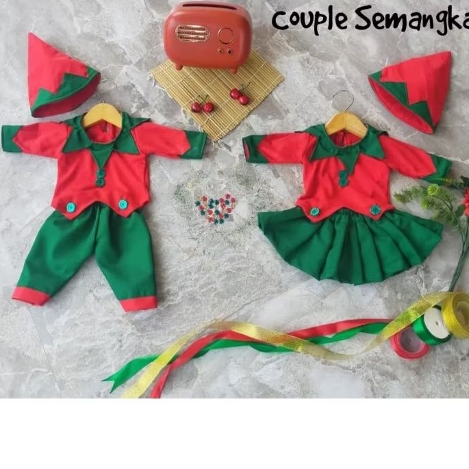 KOSTUM ELF NATAL NEWBORN/BAYI/ANAK/KOSTUM SEMANGKA ANAK/KOSTUM TEMA NATAL/KOSTUM MERY CHRISTMAS ANAK