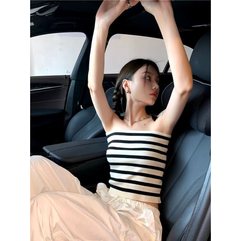 kemben rajut tank top rajut atasan rajut wanita motif Stripes // atasan wanita