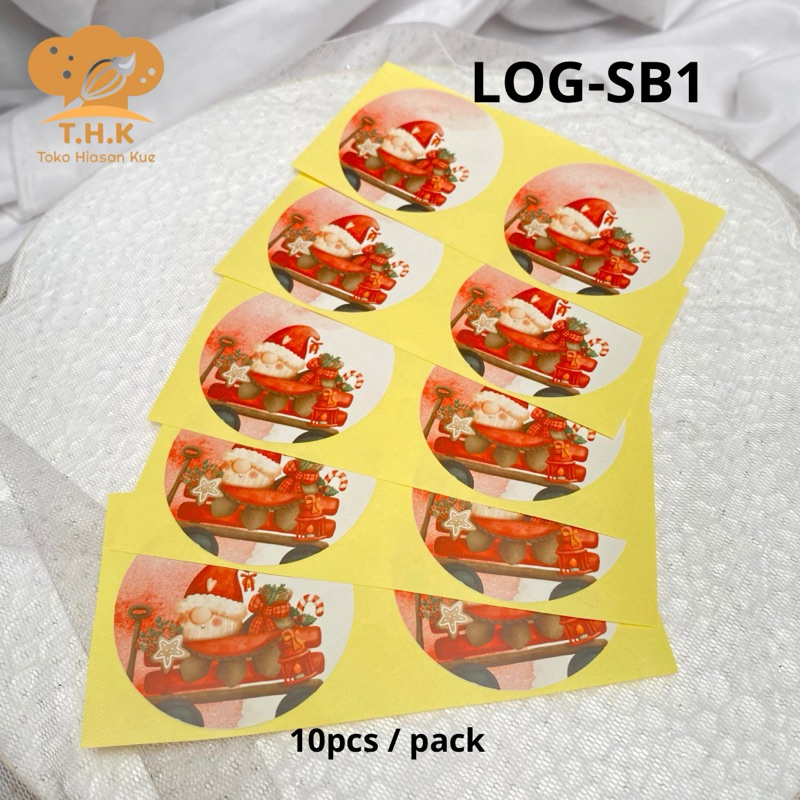 

LOG SB - Stiker Toples Natal Bulat 8cm isi 10
