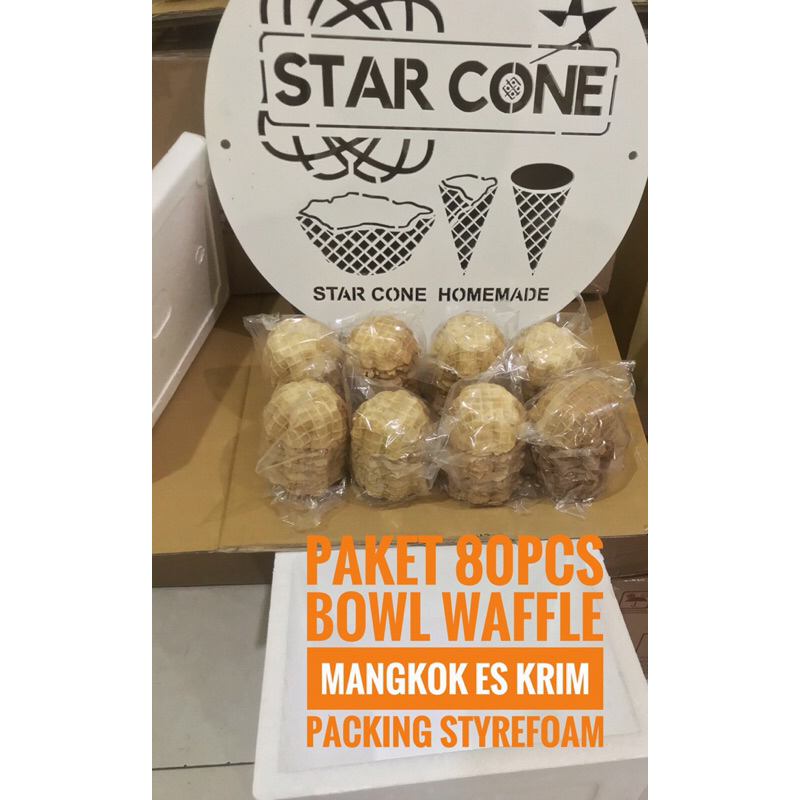 

PAKET 80pcs BOWL WAFFLE SUGAR CONE ES KRIM MANGKOK packing STYREFOAM