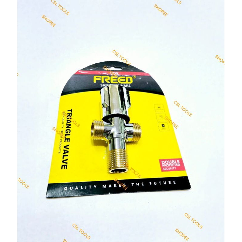 Stop Kran shower Double Tee 1/2" inch Drat Kuningan FREED