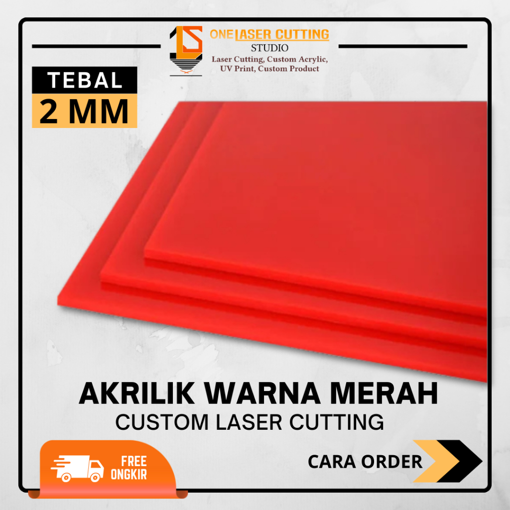 Akrilik Warna Merah Lembaran Custom Lasercut | Akrilik Lembaran Custom Akrilik Merah 2 MM