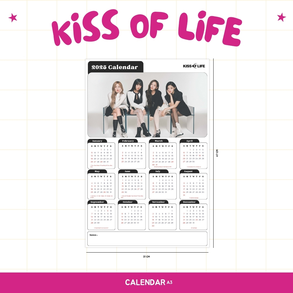 

2025 KALENDER KISS OF LIFE KPOP + LAMINASI 2SISI IDOL BIAS KOREA MURAH UNOFFICIAL KISSY NATTY BELLE JULIE HANEUL READY STOCK !