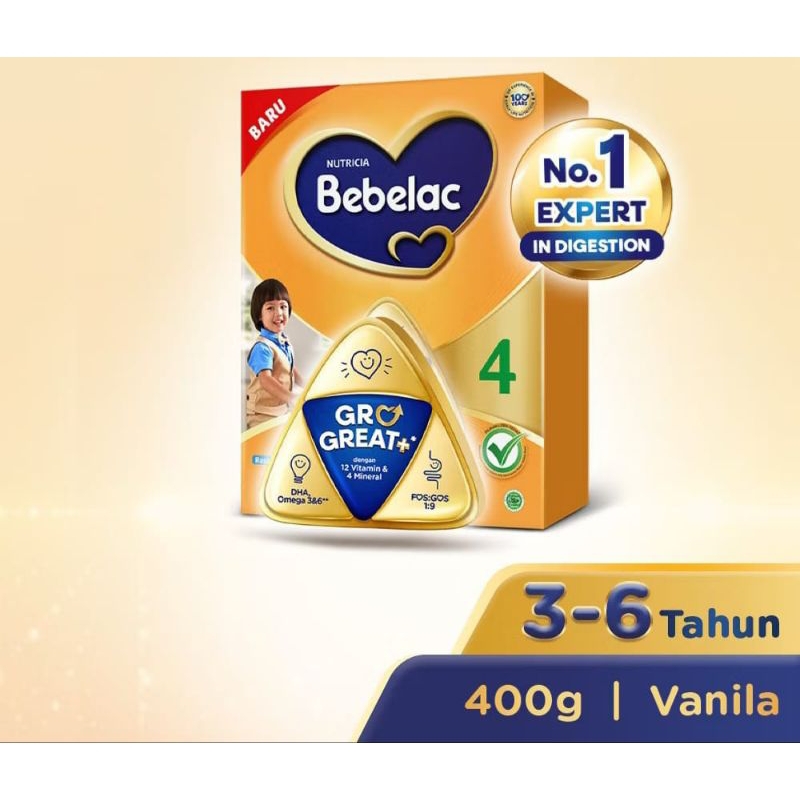 

Bebelac 4 Gro Great+ Vanila | Madu Susu Pertumbuhan Bubuk 400g