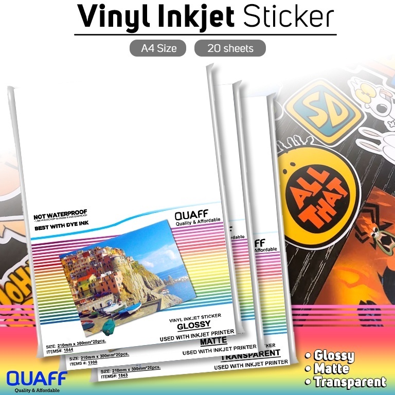 

Promo Kertas Sticker Vinyl Inkjet Anti Air 2 lembarpack ukuran A4 White glossy PP Matte Glossy Matte Transparent I97