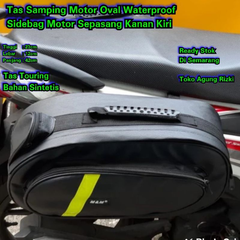 Tas Samping Motor Oval Waterproof Sidebag Motor Sepasang Kanan Kiri Tas Touring Universe Bahan Sinte