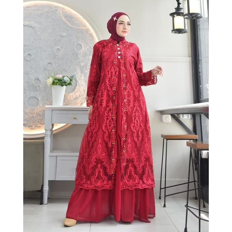 Gamis Sakura Payet - pakaian kondangan, pesta dan akad nikah - baju seragam keluarga yang cantik