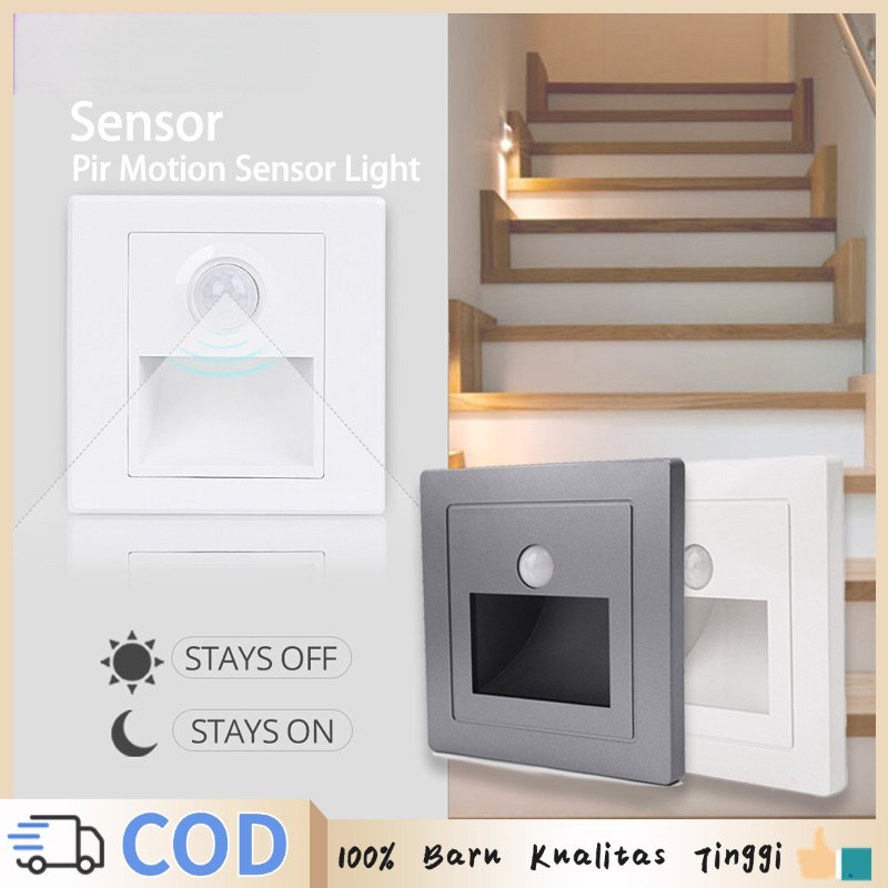 86x86mm Lampu Tangga Indoor Sensor Otomatis Lampu Led Tangga Tembok Lampu Bawah Tangga