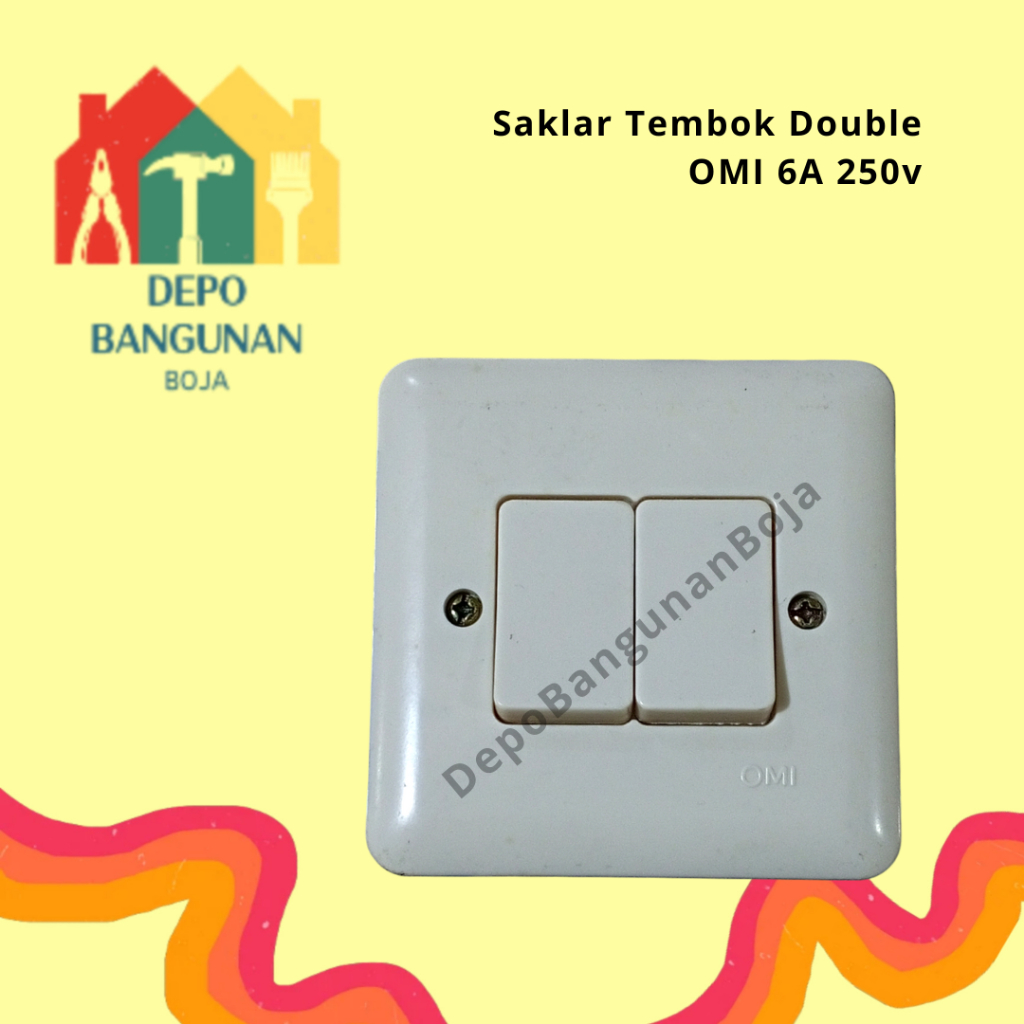 (31.4) Saklar Tembok Double OMI 6a - 250V / Saklar Tembok / Saklar