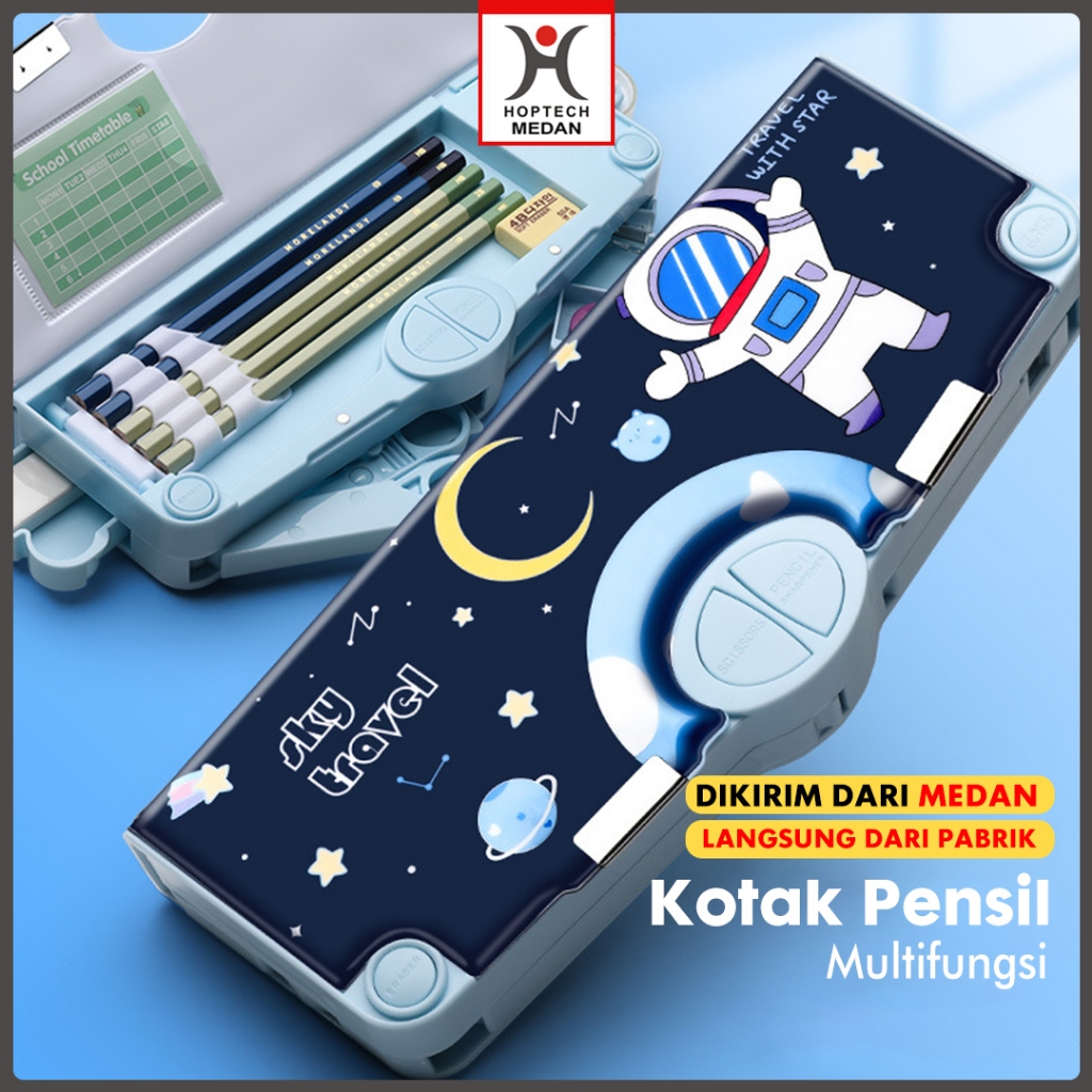 

Hoptech - Kotak Pensil/Tempat Pensil Bahan Plastik Multifungsi Untuk/Multifungsi Kotak Penyimpanan Alat Tulis
