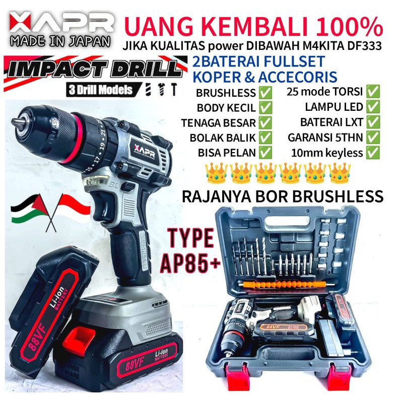 Bor baterai cordless bor ces cas charger tanpa kabel