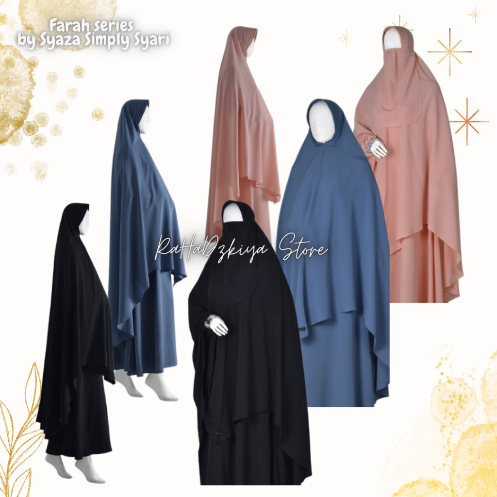 Gamis harian gamis syar'i set ready stok size L XL Farah by Syaza Simply Syari bs COD