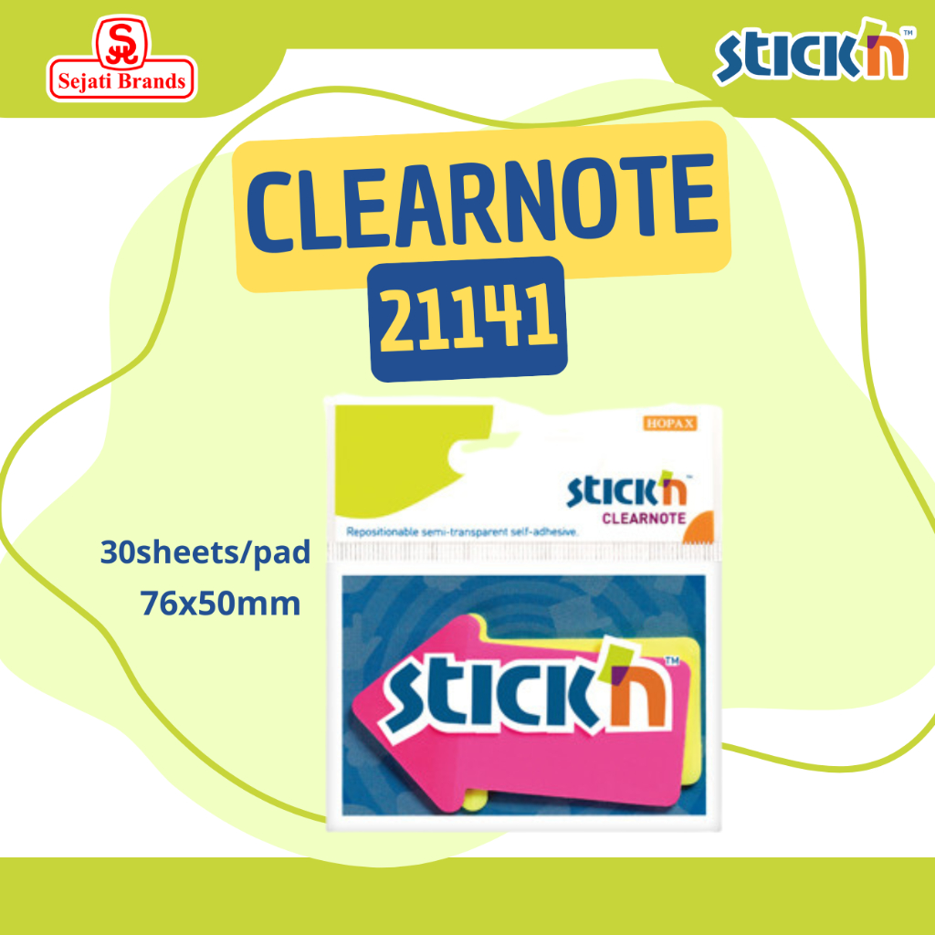 

Stick'n Clearnote 21141 Arrow (2 Pads) Memo tempel panah bening