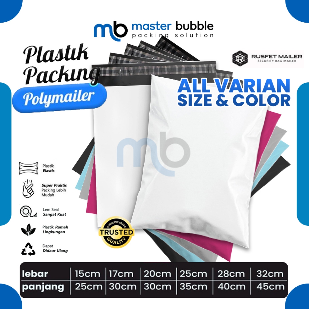 

Polymailer Amplop All Color Polos Solid Color Plastik Packing Online shop Harga Per-Pack