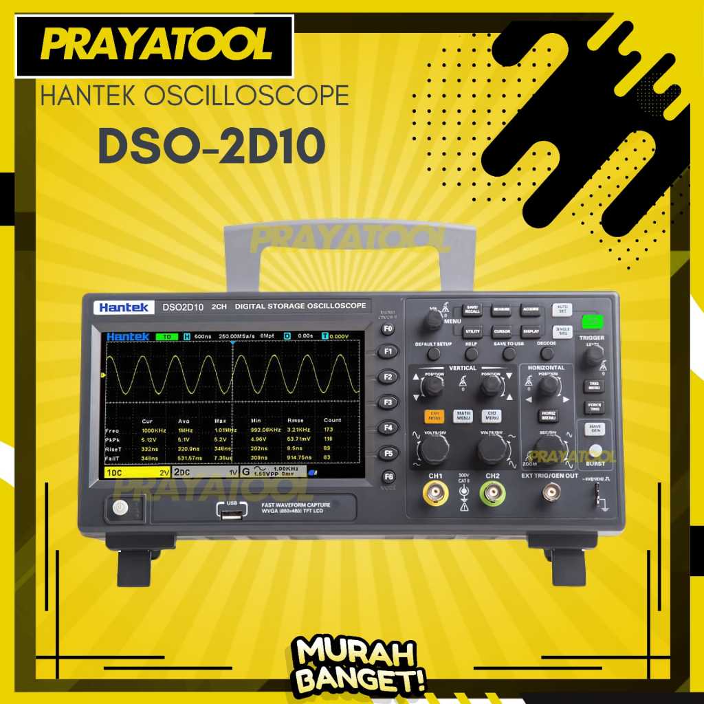 HanTek Osiloskop Digital DSO2D10 DSO2D15 Penguji Multimeter 2 Channel Saluran 100Mhz/150 Mhz