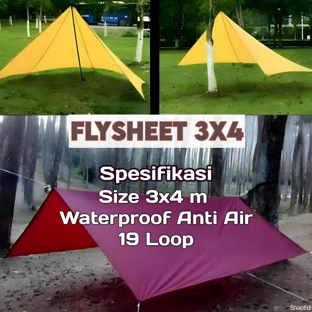 Flysheet 3x4 Meter 19 Loop Waterproof Ultralight Multifungsi
