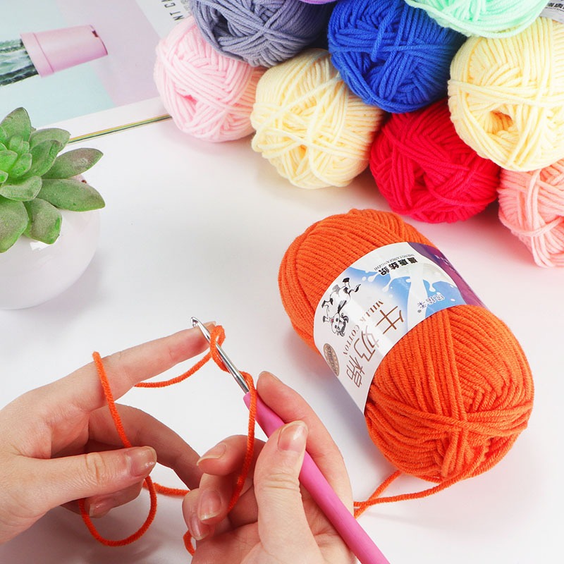 【xiaonan】Benang Rajut Milk Cotton 5 Ply Katun Quality Impor 50 Gram yarn crochet yarn