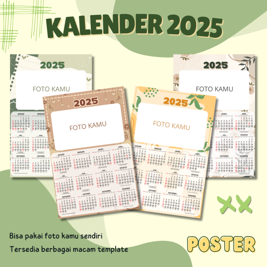 

[A4] Bagian 2 Kalender Dinding 2025 Kalender 12 Bulanan Custom Foto Logo Murah