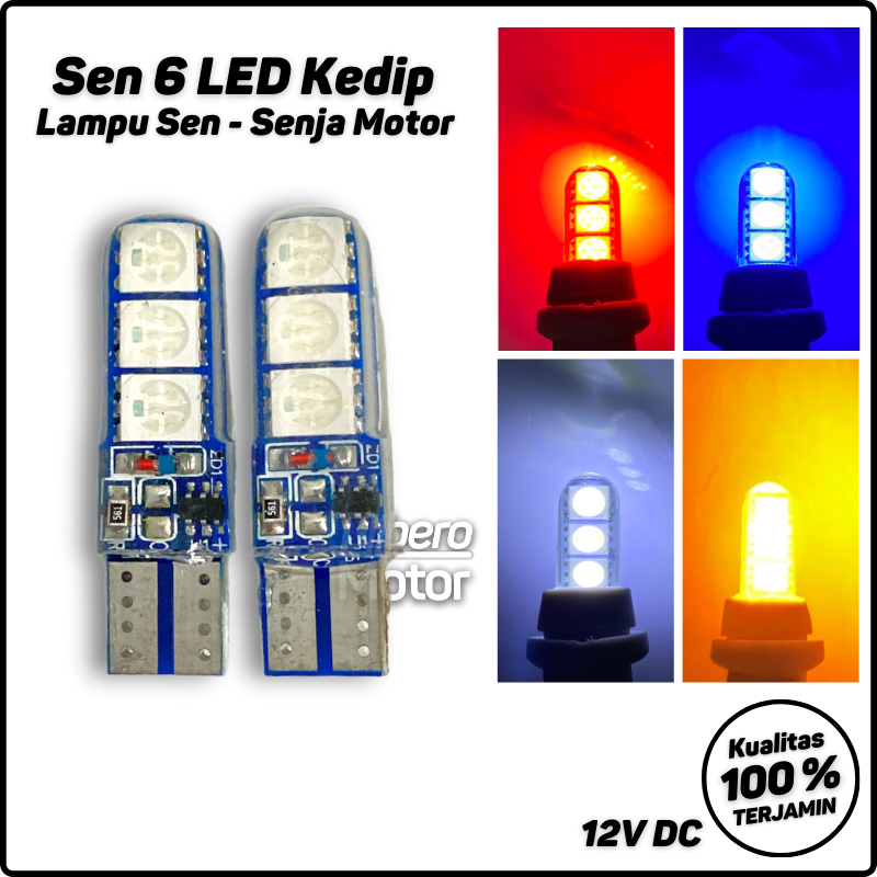 4 PCS LAMPU SEN KEDIP 6 LED JELLY T10 BOHLAM SEIN MOTOR VARIASI