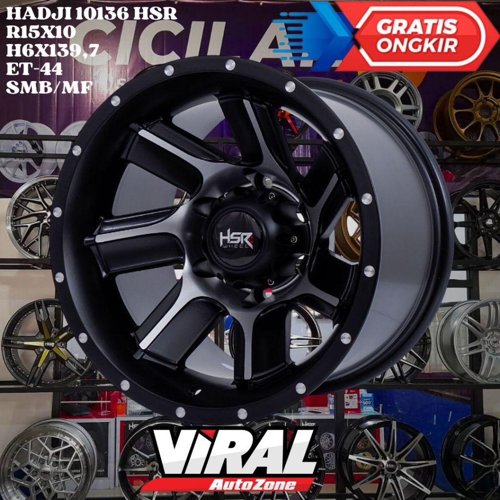 Velg Mobil Ring 15 HSR HADJI R15 LEBAR 10 LOBANG BAUT 6 ET-44 SMB/MF