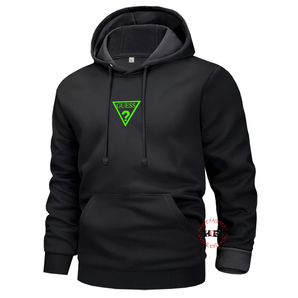 Haye Fashion - Unisex Hoodie Gues Segitiga Stabilo Jumper Pria-Wanita Jacket Sweater Terbaru